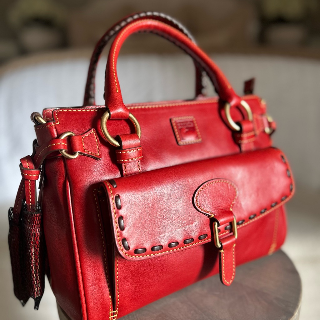 Dooney And Bourke Florentine Medium Pocket Satchel In Red